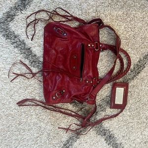 Balenciaga Classic City Red Leather Stud Bag